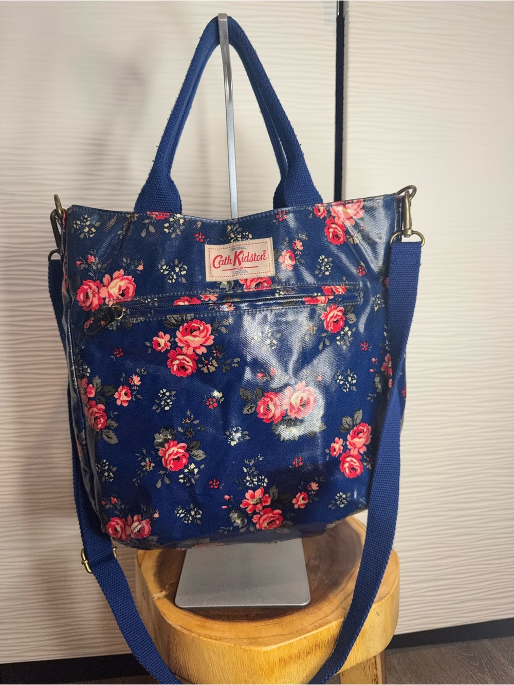 Cath Kidston Navy Blue Floral Oilcloth Tote